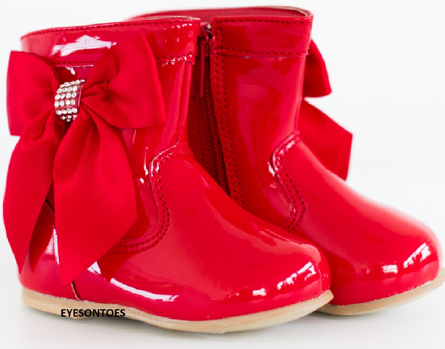 KIDS INFANTS CHILDRENS SPANISH BOW SATIN PATENT RIBBON BABY SHOES BOOTS SIZE 1-8 | eBay